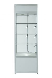 Aluminium Corner Glass Display Cabinet With Storage and Top Section