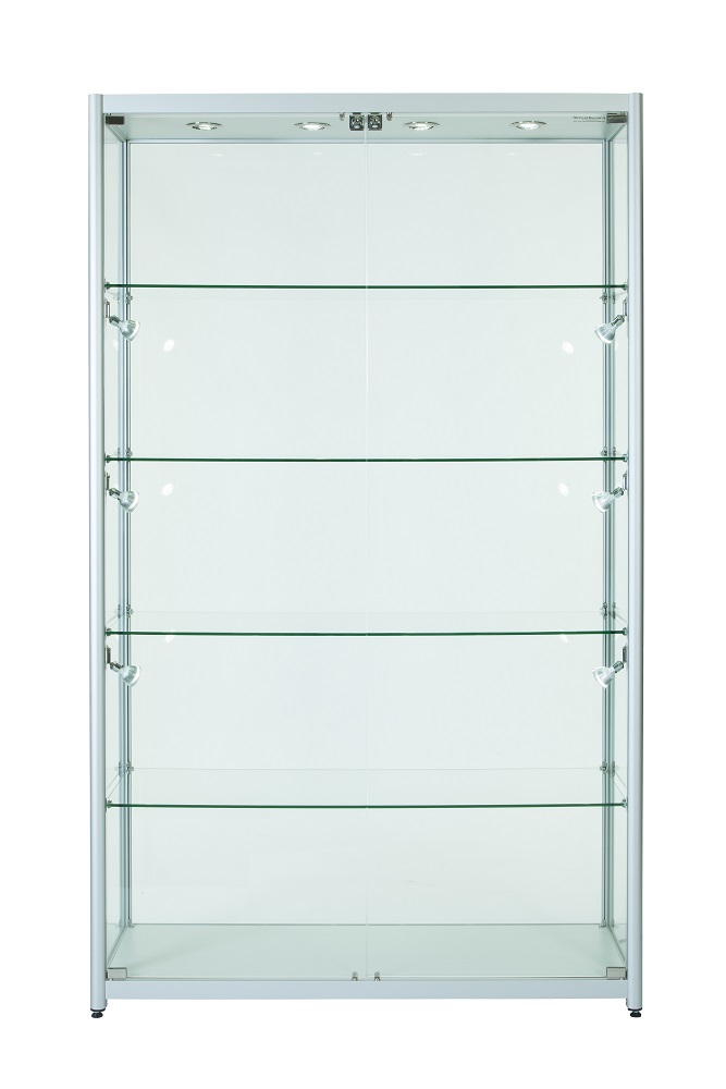 Aluminium Double Door Lockable Display Cabinet With Full Display Area