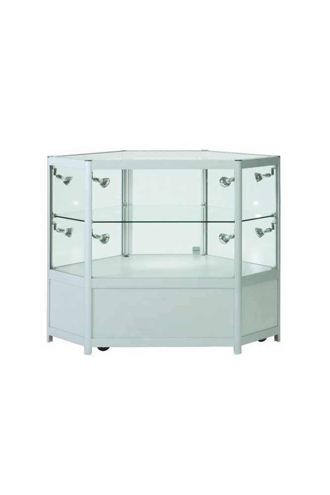 Aluminium Corner Display Counter Cabinet With Small Storage Space