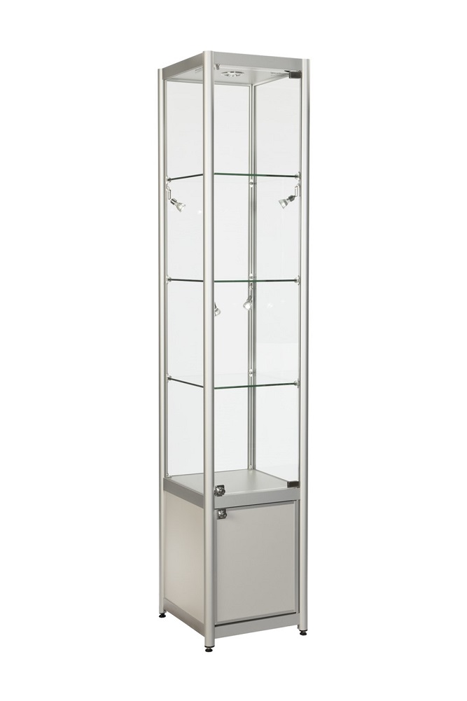 Aluminium Single Door Glass Display Cabinet With Lockable Storage