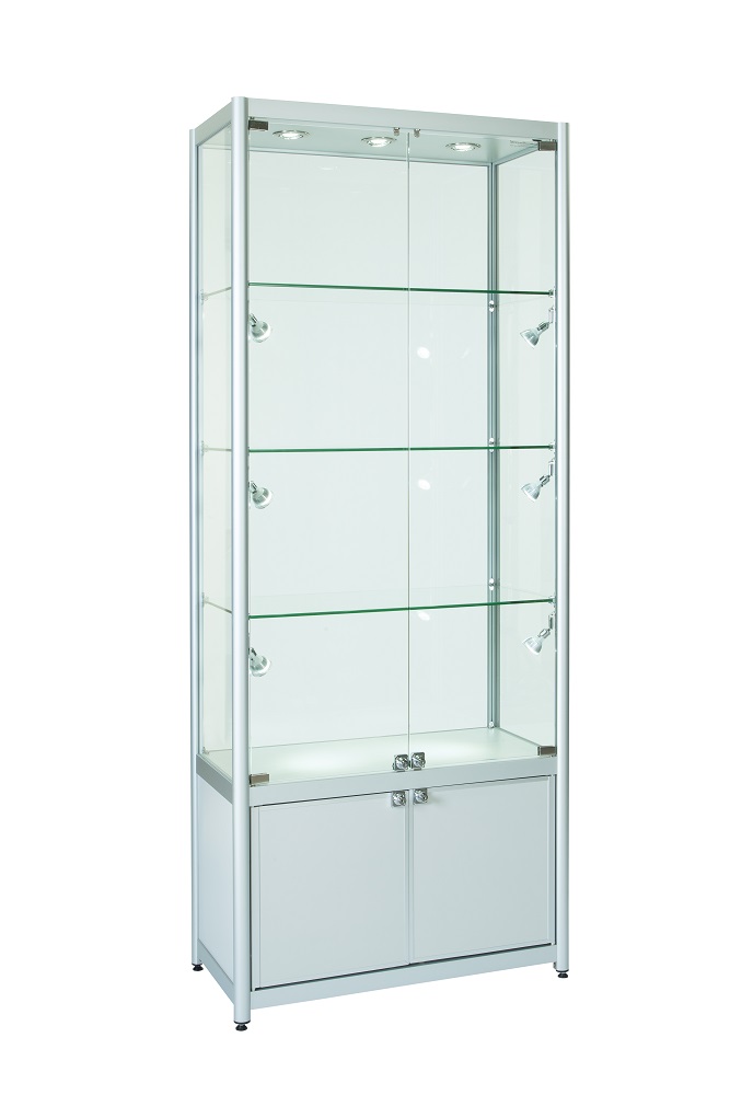 Aluminium Double Door Display Cabinets With Storage