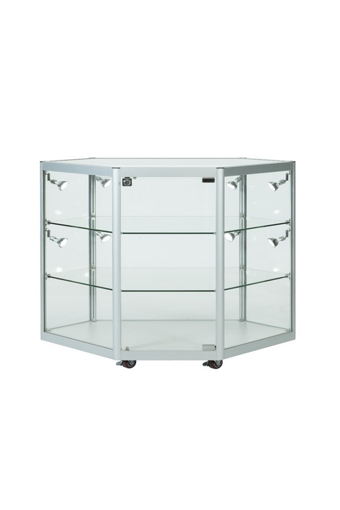 Aluminium Corner Display Counter Cabinet With Full Display Area