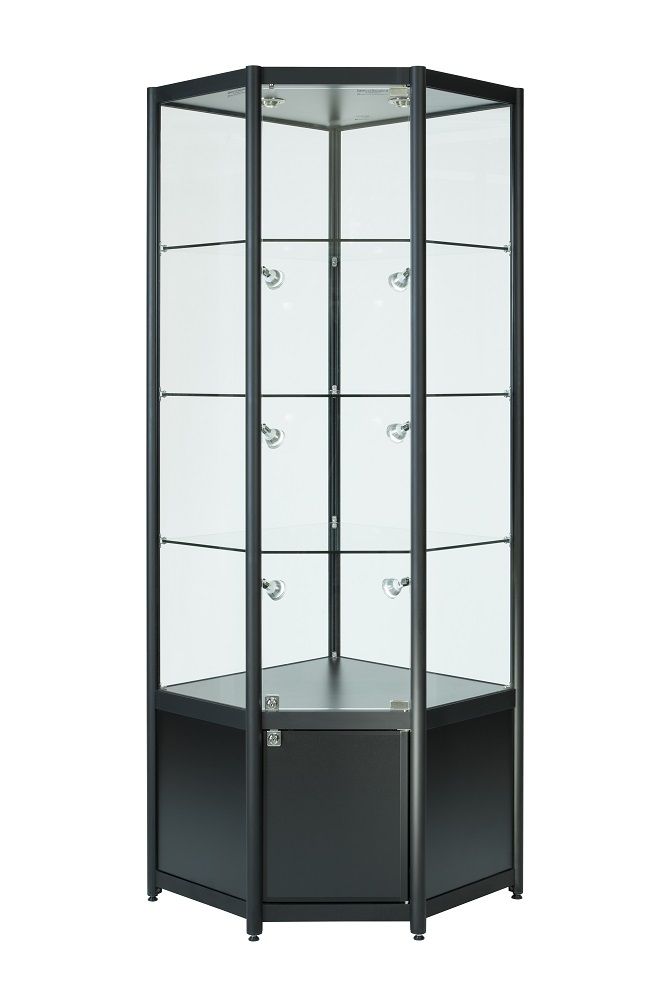 Aluminium Corner Glass Display Cabinet, Display Cabinet With Glass Doors India