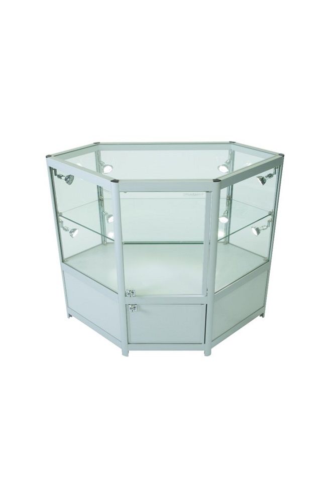 850mm Glass Corner Display Counter Cabinet Small Storage Space