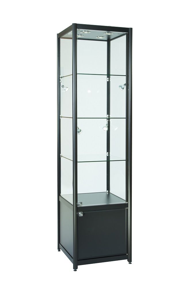 500mm Aluminium Single Door Glass Display Cabinet Lockable Storage