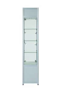 Aluminum display cabinet with single door, storage and Branding Canopy