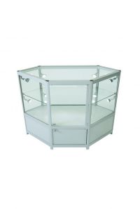 Aluminium Corner Display Counter Cabinet With Small Storage Space