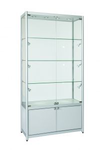 Aluminium Double Door Display Cabinets With Storage