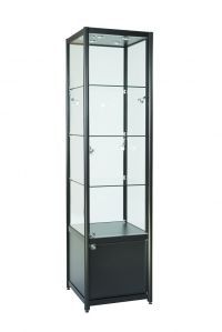 Aluminium Single Door Glass Display Cabinet With Lockable Storage